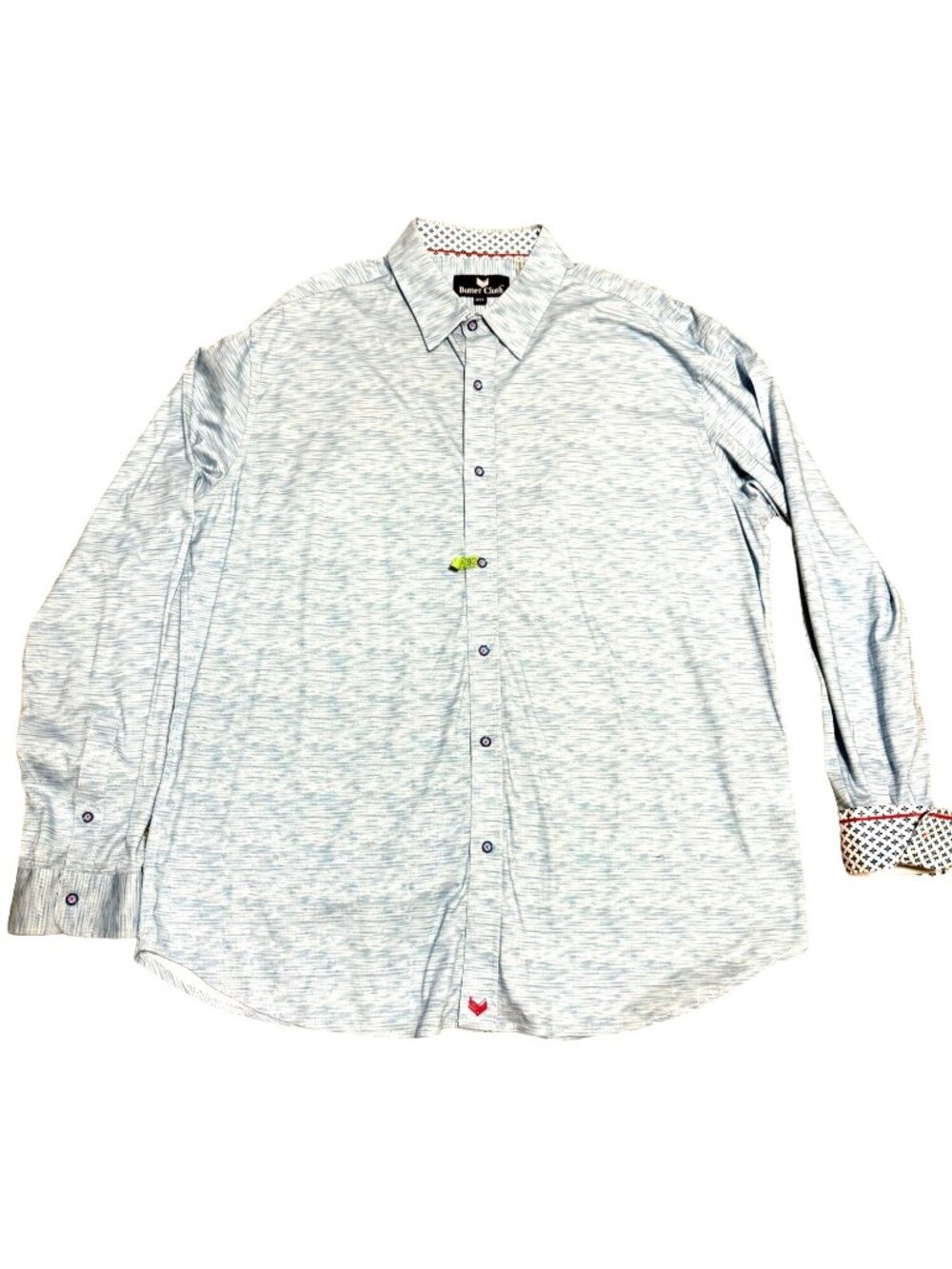Butter Cloth Button Down Shirt 3XL Flip Cuff Long Sleeves Blue White Mens